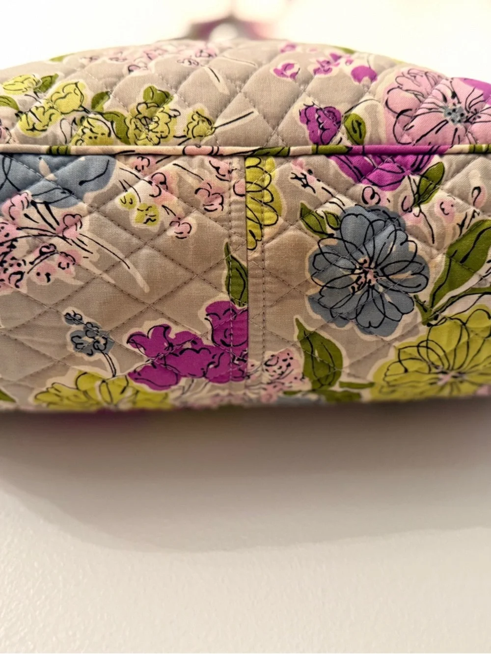 Vera Bradley Floral Quilted Satchel Bag Neutral Multi Cotton w Detachable Strap
